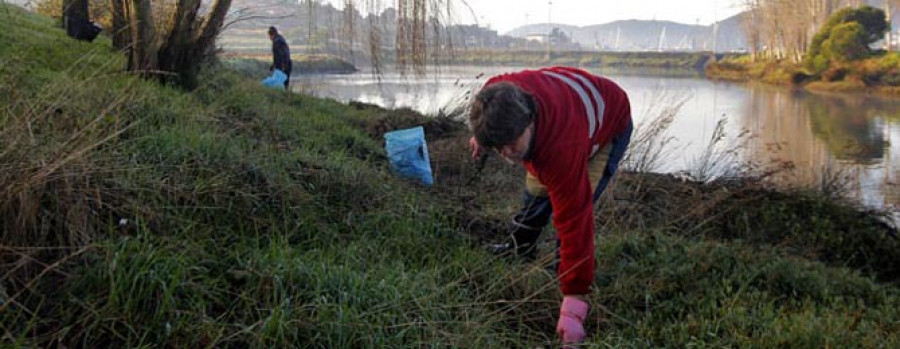 Acción Directa retira da desembocadura do río da Sardiña máis de 500 quilos de residuos sólidos