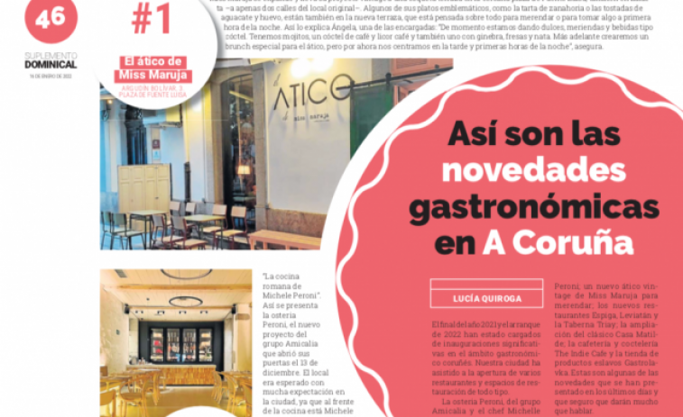 Novedades gastronómicas en A Coruña y una Pousada Máxica en Ferrol: consulta el especial Gastroideal en papel