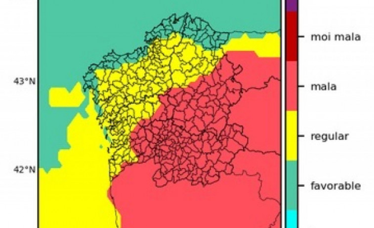 El polvo africano dejará mala calidad del aire este miércoles en la mitad oriental de Galicia, con aviso por tormentas