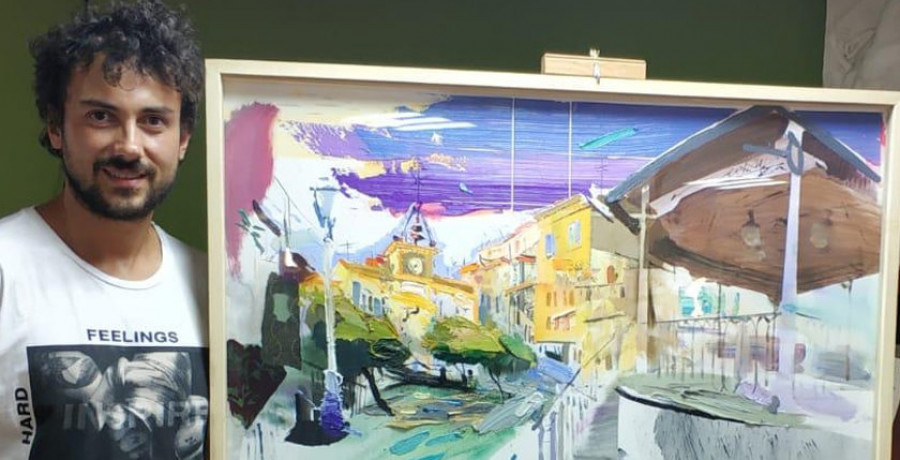 El artista Andrés Gabarres gana el certamen de pintura rápida de Cedeira
