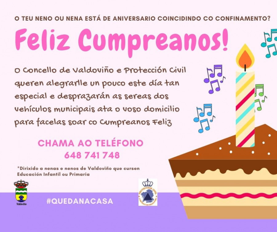 El Ayuntamiento de Valdoviño dará "sorpresas" a los niños que cumplan años durante el confinamiento