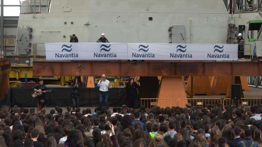 Máis de 660 escolares bailarán unha muiñeira en Navantia ao son da Banda das Crechas