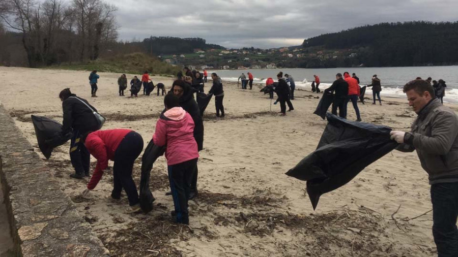 Banco Santander y Apader limpian la playa de la Magdalena