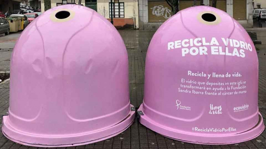 Reciclaje rosa para un vidrio con fines sociales