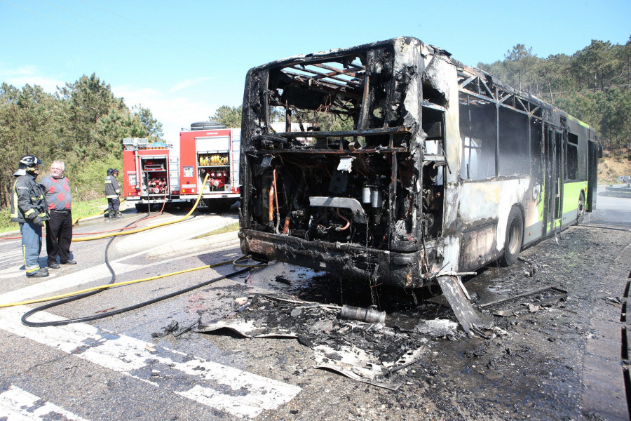 Un incendio en un autobús obliga a detenerse y a trasladar a 50 pasajeros en Ourense