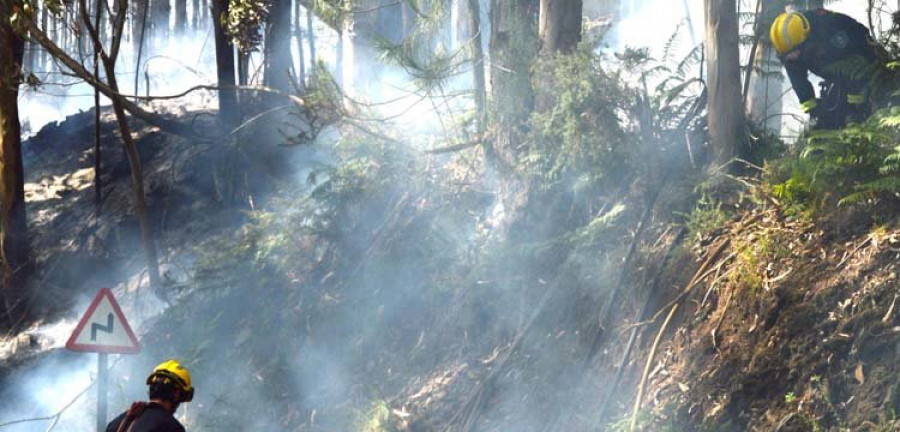 Controlado un fuego que obligó a cortar la carretera que va a San Xurxo