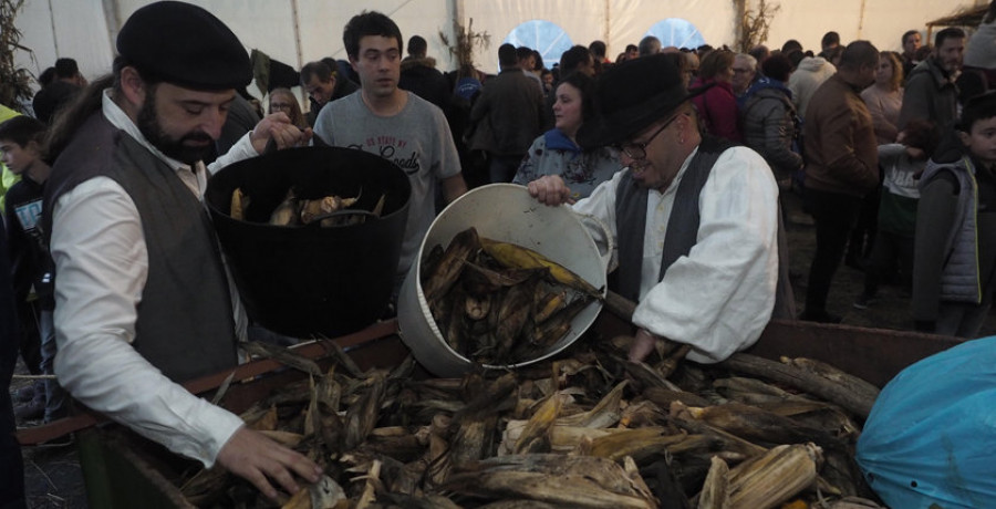 La parroquia de Doso festeja su tradicional recreación anual de la esfolla del maíz
