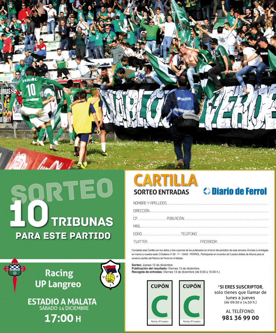 Diario de Ferrol te lleva a ver el Racing el próximo sábado contra el Langreo