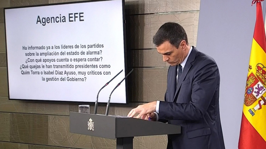 Sánchez confirma la ampliación del estado de alarma hasta el 11 de abril