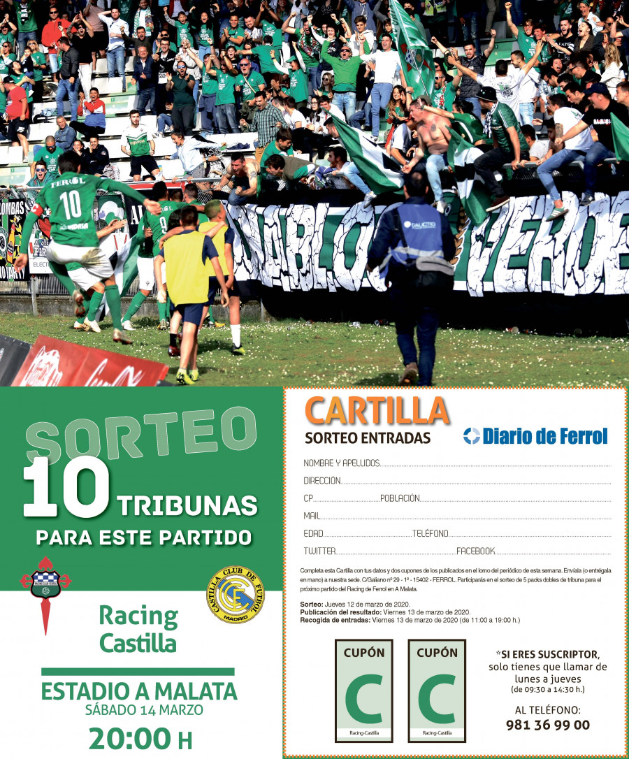 Diario de Ferrol sortea diez entradas de tribuna para el partido del Rancing contra el Castilla