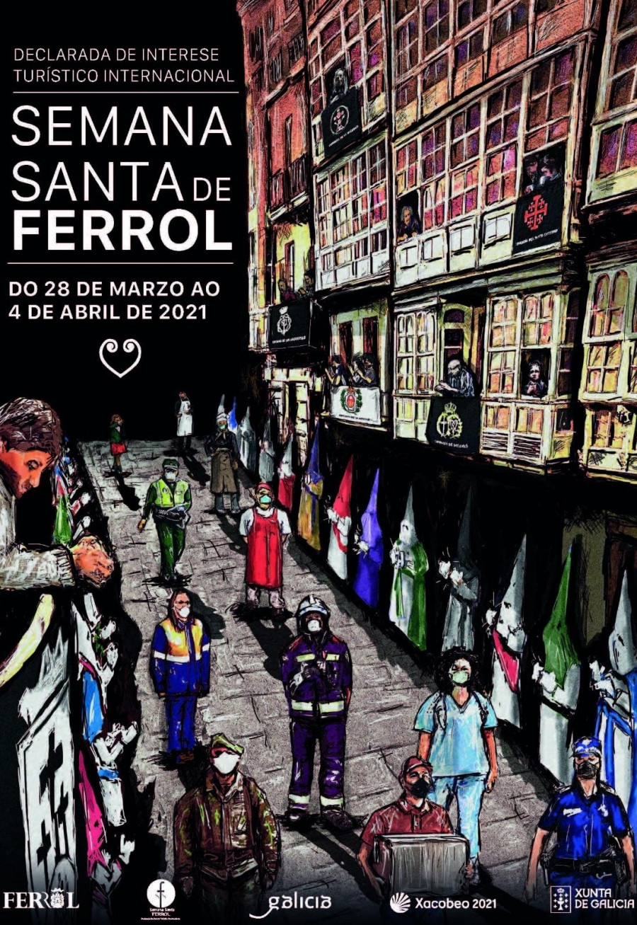 Comienza una Semana Santa en Ferrol condicionada por la pandemia y dedicada a los profesionales