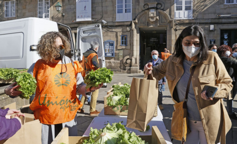 Lechugas de regalo para protestar por los bajos precios que cobran los agricultores