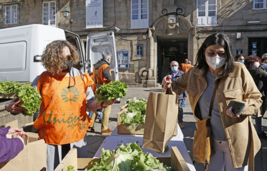 Lechugas de regalo para protestar por los bajos precios que cobran los agricultores