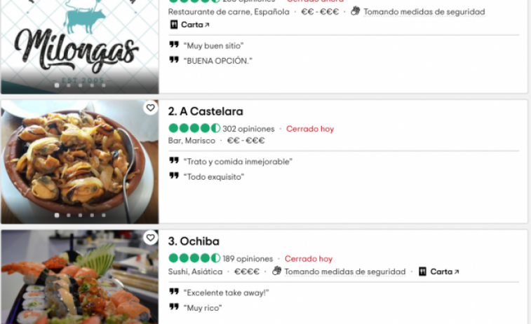 Los cinco restaurantes top de Vilagarcía de Arousa, según Tripadvisor