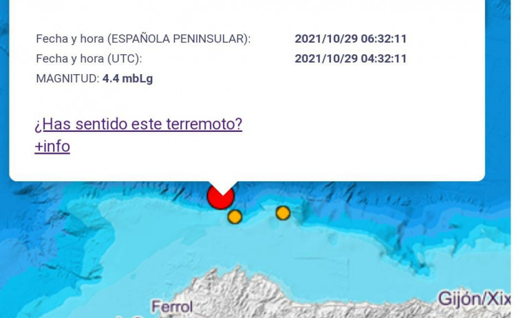 Un terremoto de 4'4 grados se deja sentir en A Coruña y en Ferrol