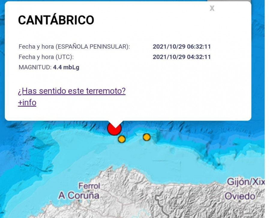 Un terremoto de 4'4 grados se deja sentir en A Coruña y en Ferrol