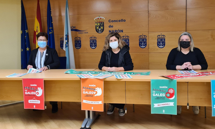 Concello y comerciantes emprenden la campaña “Narón gaña co galego”
