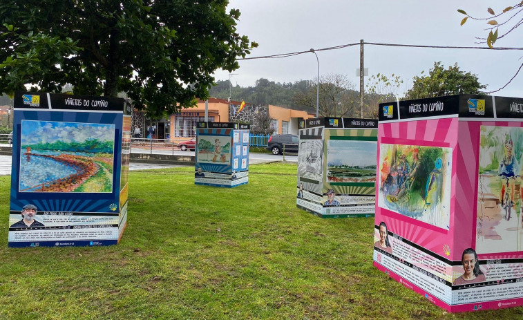 A mostra “Viñetas no Camiño” pode visitarse na pista deportiva de Perlío