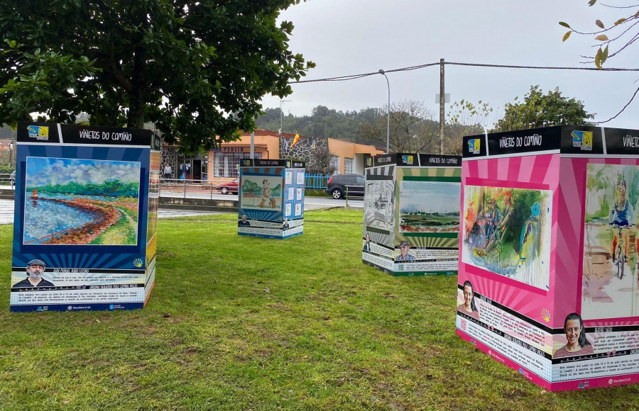 A mostra “Viñetas no Camiño” pode visitarse na pista deportiva de Perlío