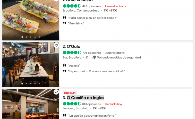 Los tres mejores restaurantes de Ferrol, según TripAdvisor