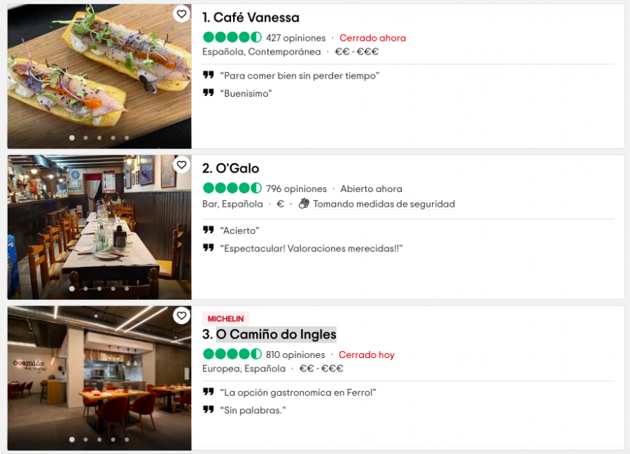 Los tres mejores restaurantes de Ferrol, según TripAdvisor