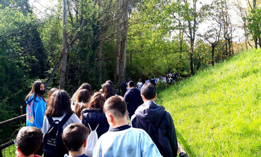 Los alumnos del IES Breamo recorren una etapa del Camiño en favor de Ucrania