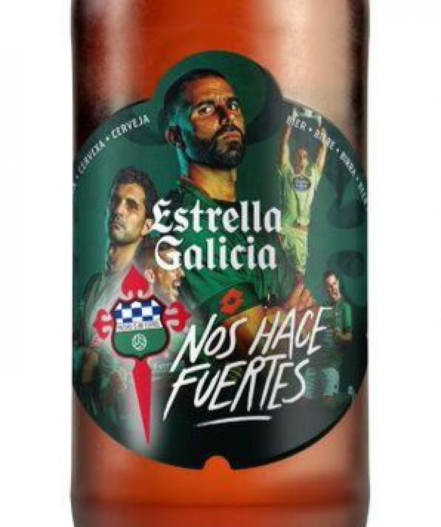 Botellas especiales de Estrella Galicia para apoyar al Racing de Ferrol en su fase de ascenso