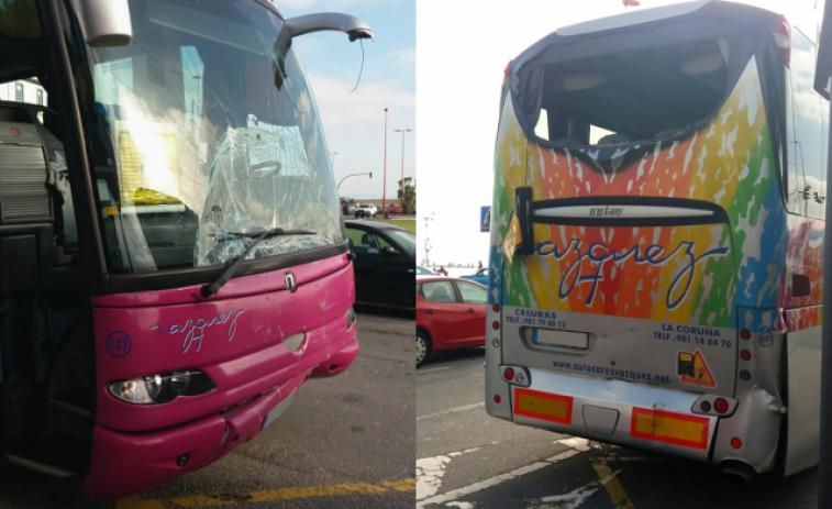 Heridos leves 14 niños escolares en una colisión entre dos autobuses en A Coruña