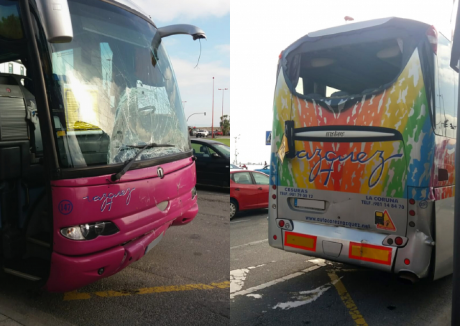 Heridos leves 14 niños escolares en una colisión entre dos autobuses en A Coruña