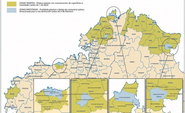 La Xunta prohíbe la plantación de patatas en dos parroquias de los municipios de Moeche y Cariño