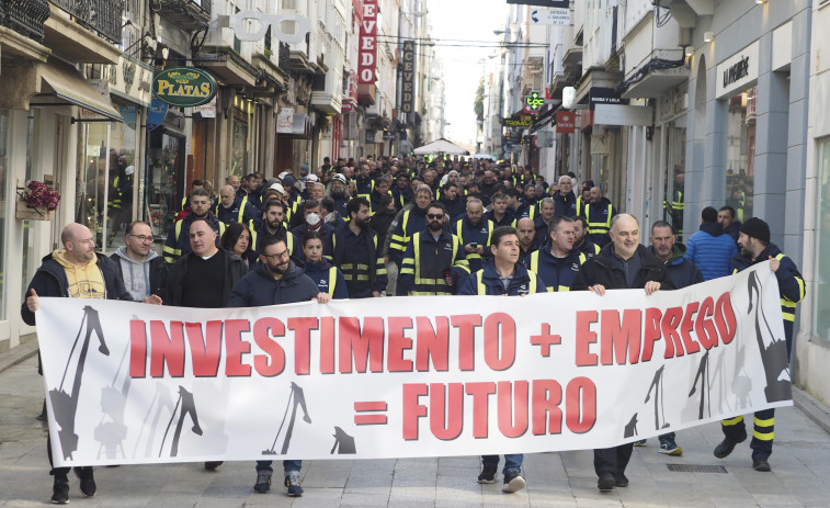 Ferrol vive una nueva jornada de protestas del sector naval, la logística y los pensionistas