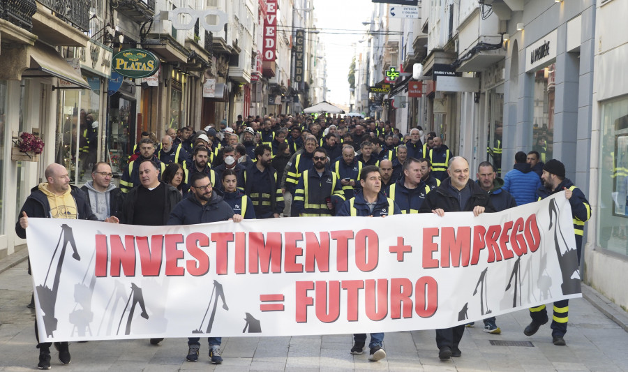 Ferrol vive una nueva jornada de protestas del sector naval, la logística y los pensionistas