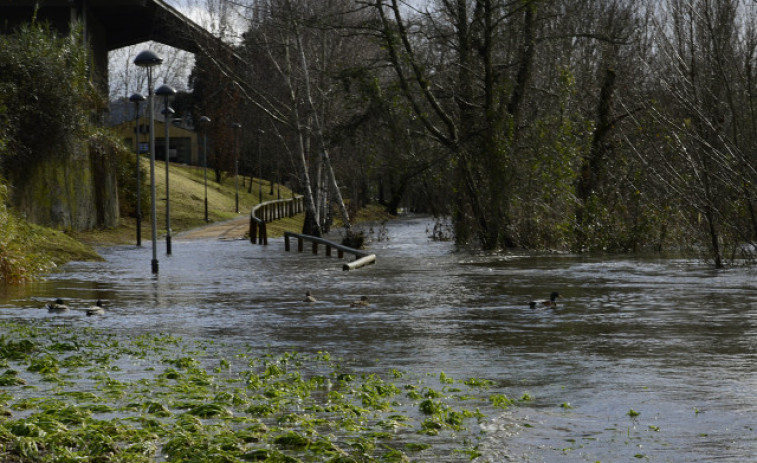 Tres jóvenes, atrapados en la base del puente Viejo de Ourense tras la crecida del caudal del río Miño