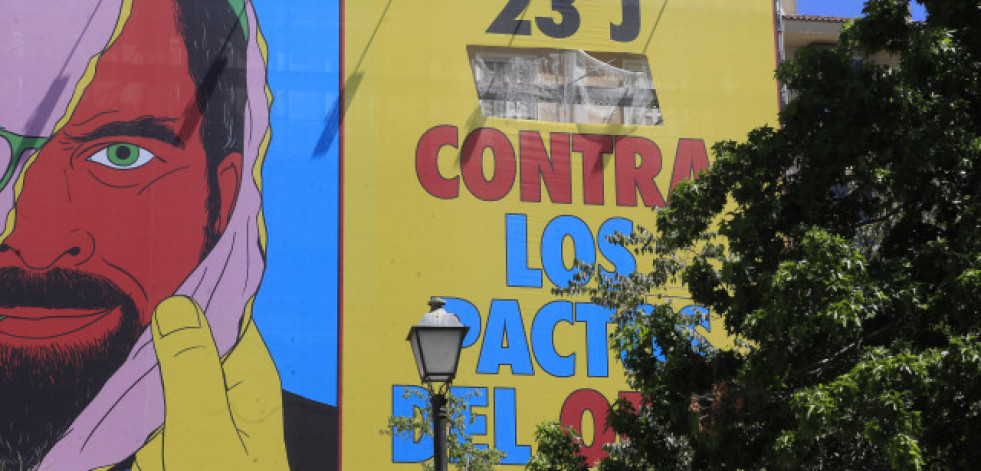 La Junta Electoral ordena retirar parte de una lona en Madrid contra los 