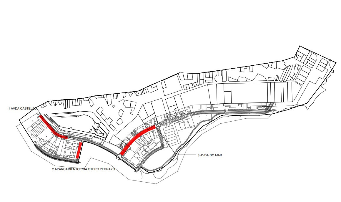 Plano obras aceras poligono a gandara Naron