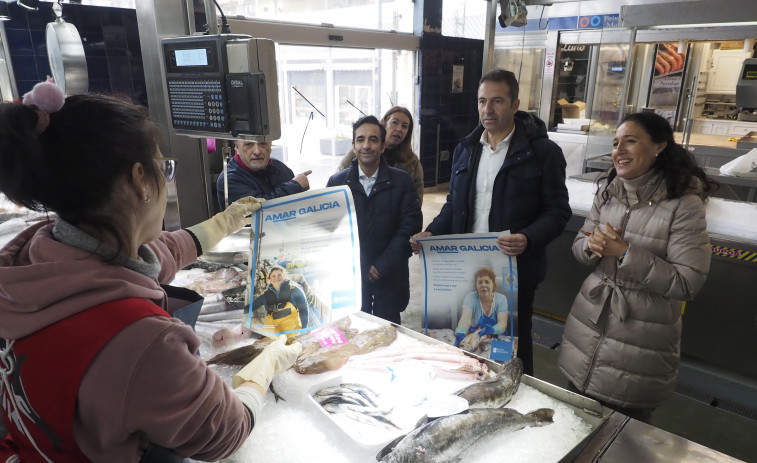 El conselleiro publicita en el mercado que “Galicia sabe a mar”  y pide la rebaja del IVA del pescado