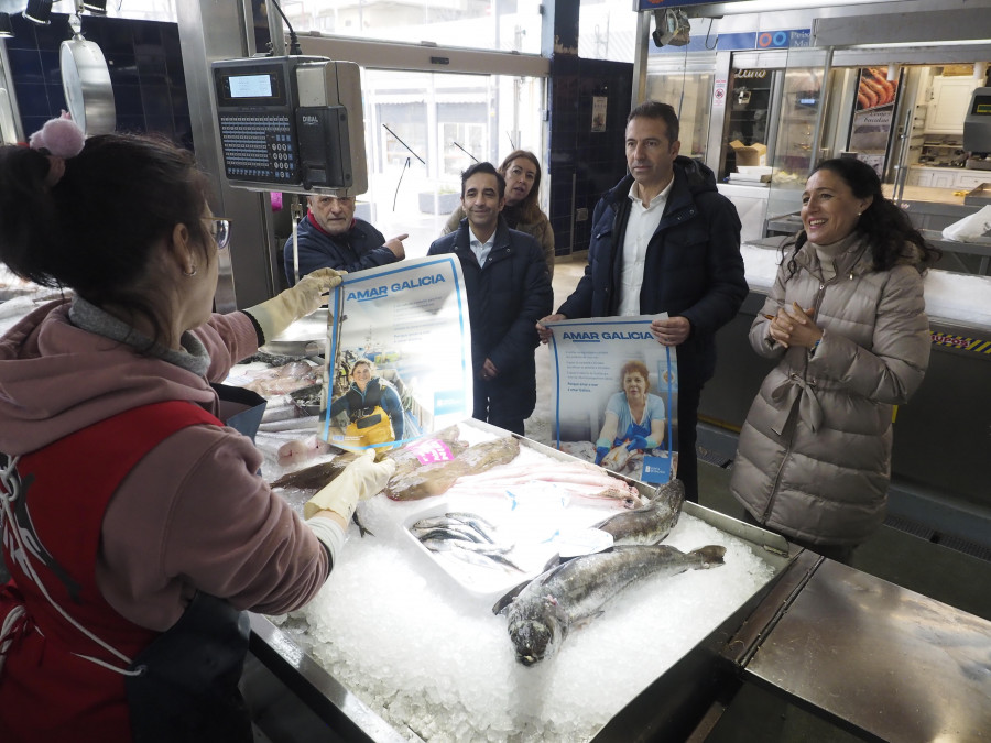 El conselleiro publicita en el mercado que “Galicia sabe a mar”  y pide la rebaja del IVA del pescado