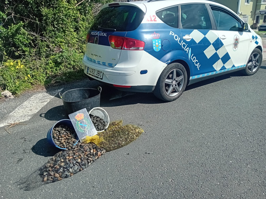 Gardacostas y Policía Local confiscan 64 kilos de almeja babosa a mariscadores furtivos