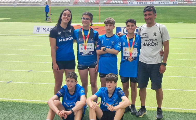 Los atletas Claudia Lendoiro y Antón Díaz, plata y bronce en el Estatal sub 14 de Madrid