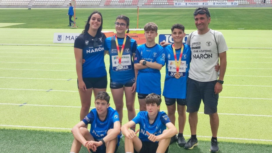 Los atletas Claudia Lendoiro y Antón Díaz, plata y bronce en el Estatal sub 14 de Madrid