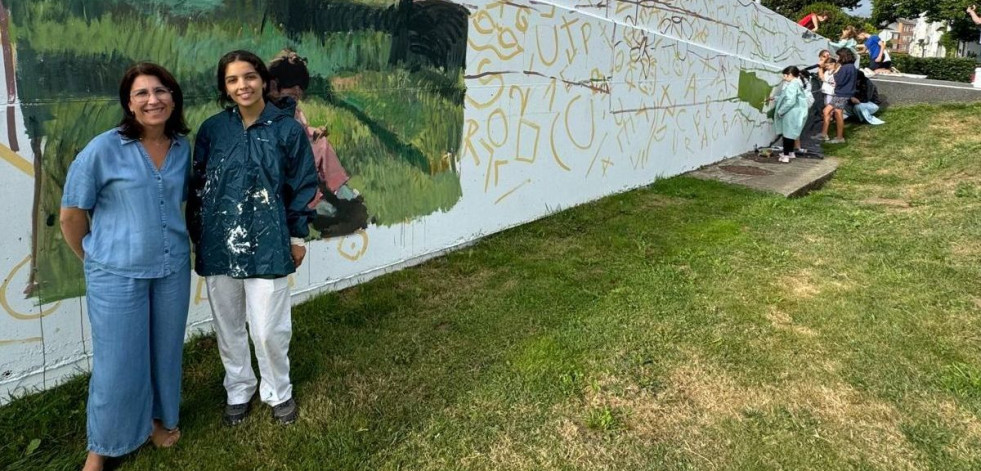 Andy Luengo, autora del mural de Narón | “He querido reflejar el cambio climático de una manera amable”