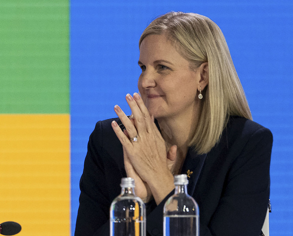 La zimbabuense Kirsty Coventry, durante la sesión de hoy del COI en la que ha sido elegida presidenta