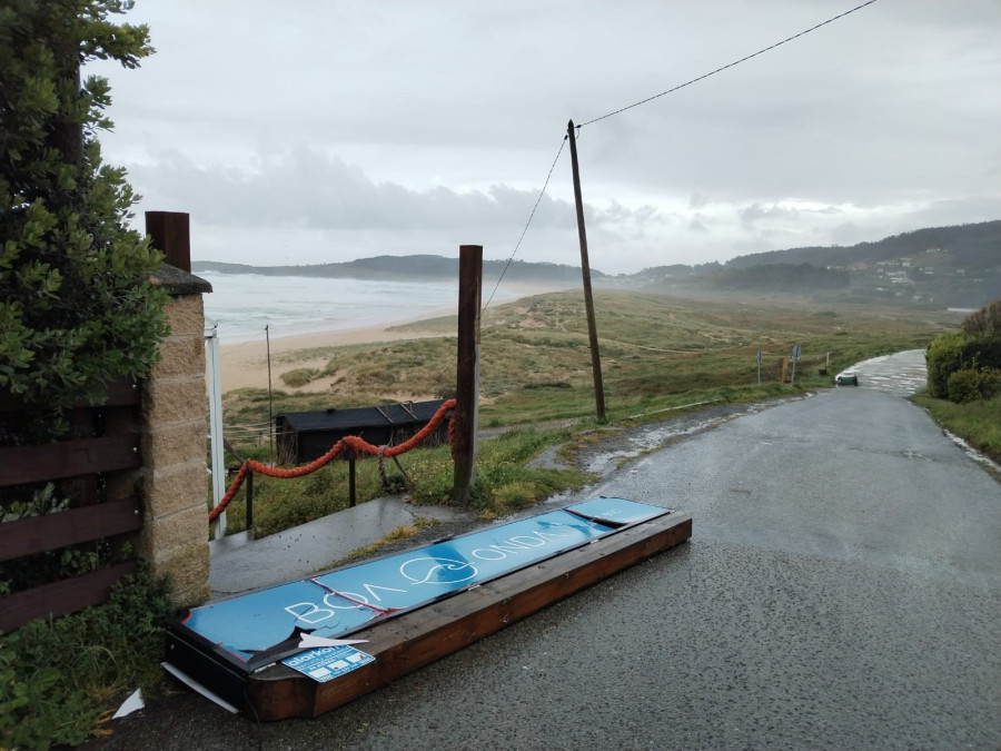 El viento y la lluvia dejan contenedores, carteles y árboles tirados en Ferrol y Narón