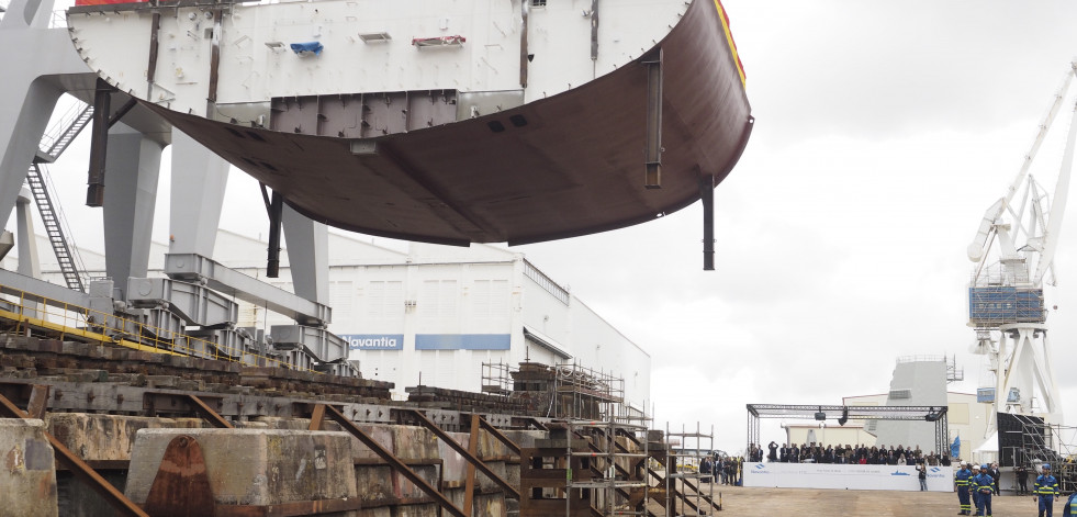 Las imágenes de la  puesta de quilla F-112 en Navantia Ferrol