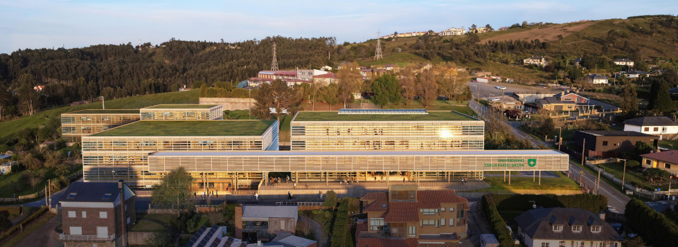 Recreación del futuro campus universitario Emilia Pardo Bazán, que se establecería en Feáns, según el proyecto