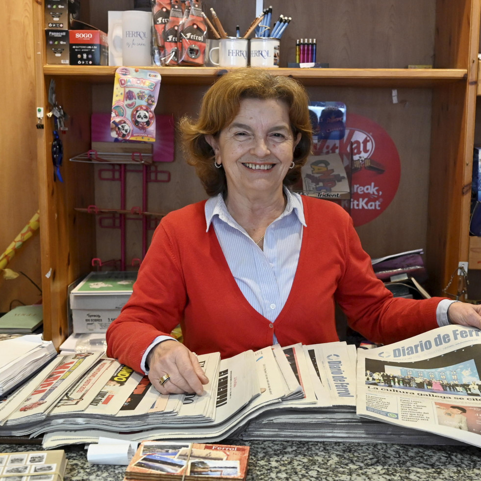 A despedida de Mari ao frente dun dos últimos quioscos do centro de Ferrol