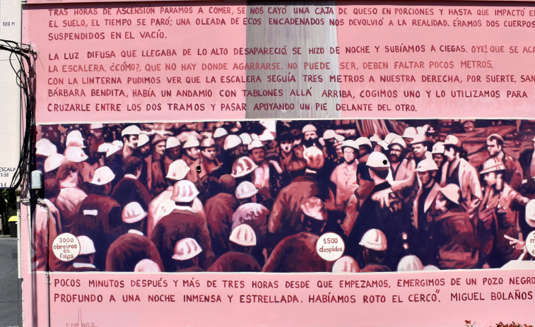 As Pontes presume de pasado con el mural que recuerda la huelga de 1975
