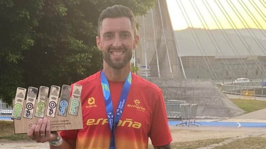 Un incombustible Edu Saavedra, bronce mundial en Pontevedra
