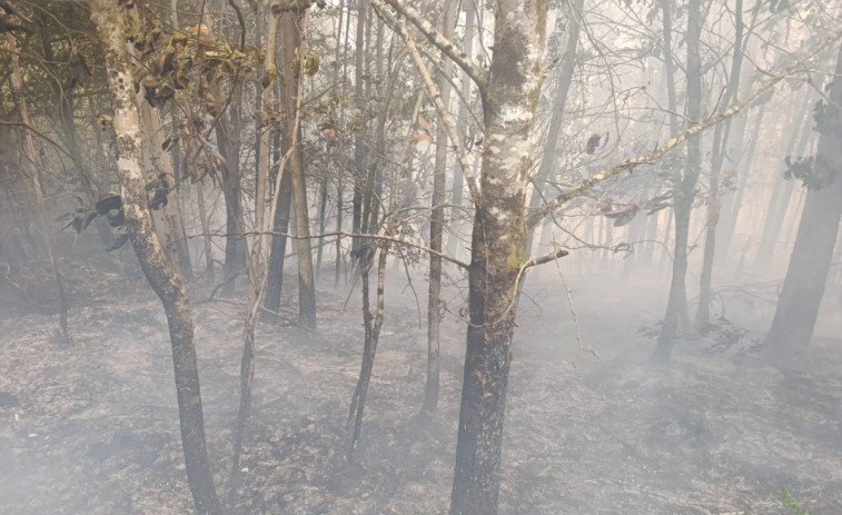 Efectivos de Medio Rural continúan trabajando en la extinción de los dos incendios de Monfero