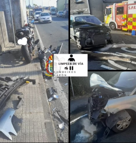Accidente moto coche naron